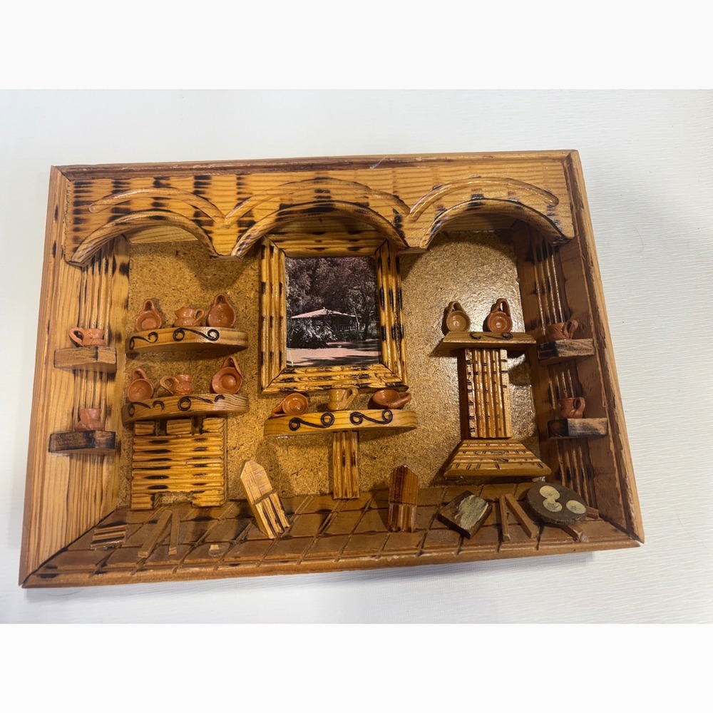Vintage 3D Wooden Shadow Box Wall Art RusticMiniature Scene 14x10